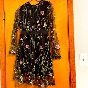 NEW, Never Worn, Embroidered Floral Cocktail Dress, Perfect for Fall/Winter!